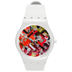 Maze Mazes Fabric Fabrics Color Round Plastic Sport Watch (m) by Sapixe