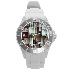 Texture Artwork Mural Murals Art Round Plastic Sport Watch (l) by Sapixe