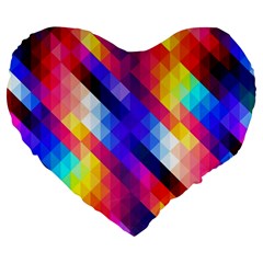 Abstract Background Colorful Pattern Large 19  Premium Flano Heart Shape Cushions by Sapixe