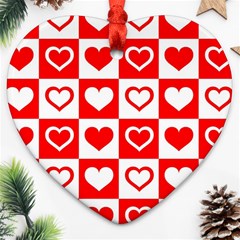 Background Card Checker Chequered Heart Ornament (two Sides) by Sapixe