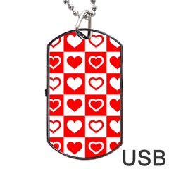 Background Card Checker Chequered Dog Tag Usb Flash (two Sides) by Sapixe