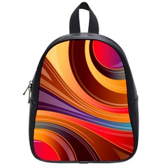 Abstract Colorful Background Wavy School Bag (Small)