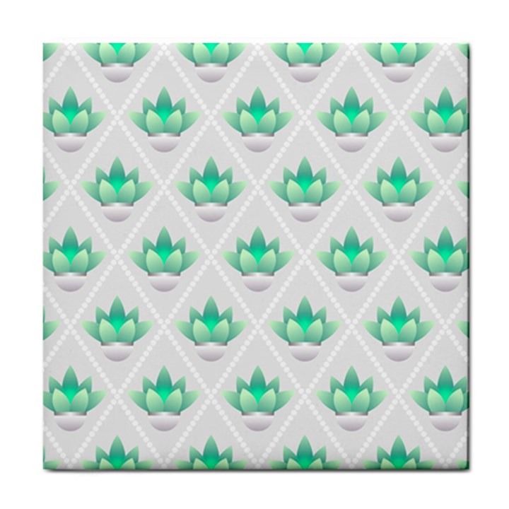 Plant Pattern Green Leaf Flora Tile Coasters