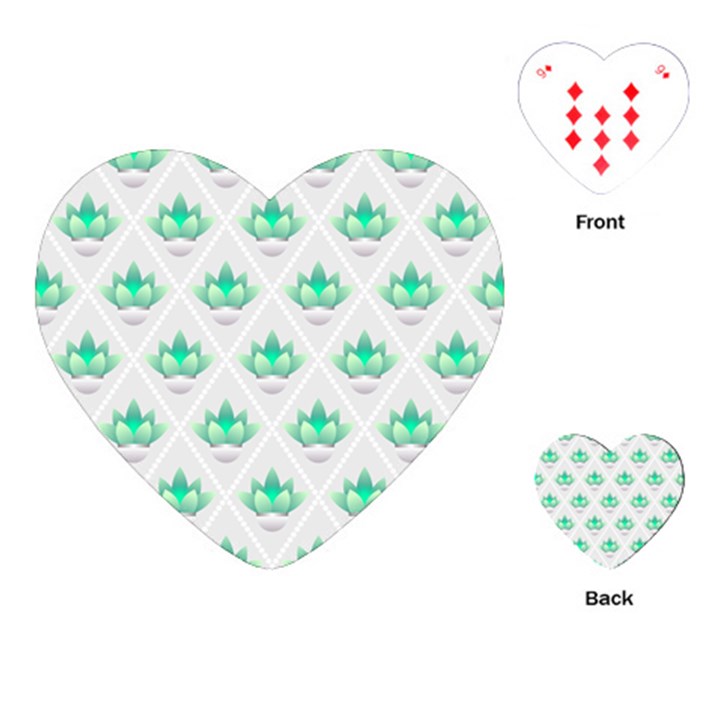 Plant Pattern Green Leaf Flora Playing Cards (Heart)