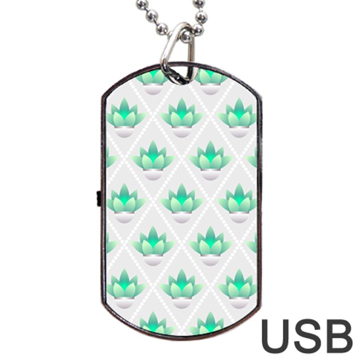 Plant Pattern Green Leaf Flora Dog Tag USB Flash (One Side)