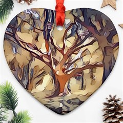 Tree Forest Woods Nature Landscape Ornament (heart) by Sapixe