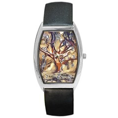 Tree Forest Woods Nature Landscape Barrel Style Metal Watch by Sapixe