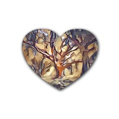 Tree Forest Woods Nature Landscape Heart Coaster (4 Pack)  by Sapixe