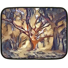 Tree Forest Woods Nature Landscape Double Sided Fleece Blanket (mini)  by Sapixe