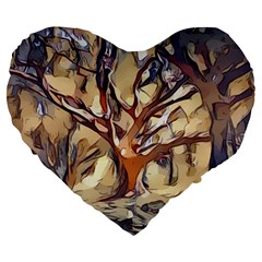 Tree Forest Woods Nature Landscape Large 19  Premium Heart Shape Cushions by Sapixe