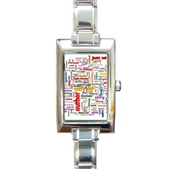 Writing Author Motivation Words Rectangle Italian Charm Watch by Sapixe