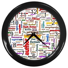 Writing Author Motivation Words Wall Clock (black) by Sapixe