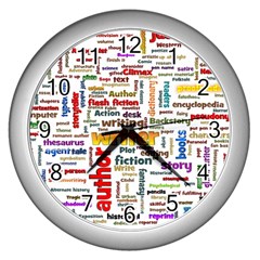 Writing Author Motivation Words Wall Clock (silver) by Sapixe