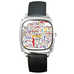 Writing Author Motivation Words Square Metal Watch by Sapixe