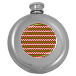 Christmas Paper Scrapbooking Pattern Round Hip Flask (5 oz) Front