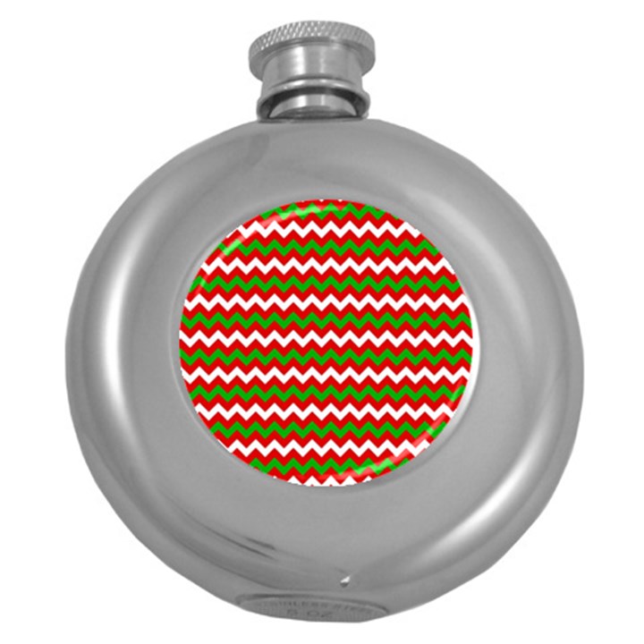 Christmas Paper Scrapbooking Pattern Round Hip Flask (5 oz)