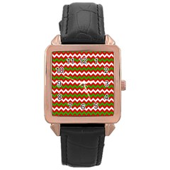 Christmas Paper Scrapbooking Pattern Rose Gold Leather Watch  by Sapixe