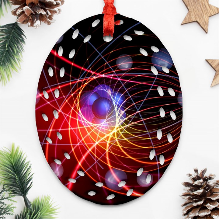 Physics Quantum Physics Particles Oval Filigree Ornament (Two Sides)