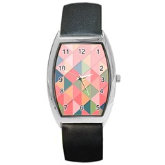 Background Geometric Triangle Barrel Style Metal Watch by Sapixe