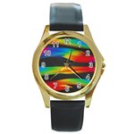 Colorful Background Round Gold Metal Watch Front