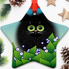 Kitten Black Furry Illustration Ornament (star) by Sapixe