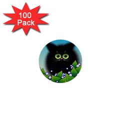 Kitten Black Furry Illustration 1  Mini Buttons (100 Pack)  by Sapixe