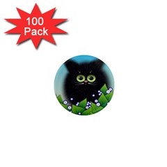 Kitten Black Furry Illustration 1  Mini Magnets (100 Pack)  by Sapixe