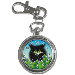 Kitten Black Furry Illustration Key Chain Watches by Sapixe