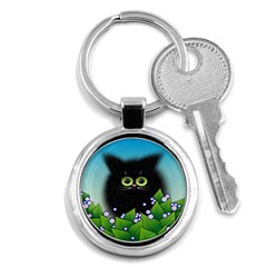 Kitten Black Furry Illustration Key Chain (round) by Sapixe