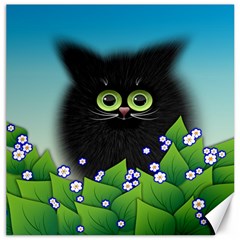 Kitten Black Furry Illustration Canvas 16  X 16  by Sapixe