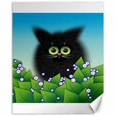 Kitten Black Furry Illustration Canvas 16  X 20  by Sapixe