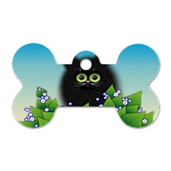 Kitten Black Furry Illustration Dog Tag Bone (one Side) by Sapixe