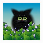 Kitten Black Furry Illustration Medium Glasses Cloth Front