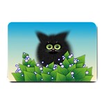 Kitten Black Furry Illustration Small Doormat  24 x16  Door Mat