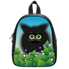 Kitten Black Furry Illustration School Bag (small) by Sapixe