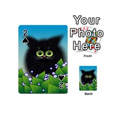 Kitten Black Furry Illustration Playing Cards Double Sided (mini) by Sapixe