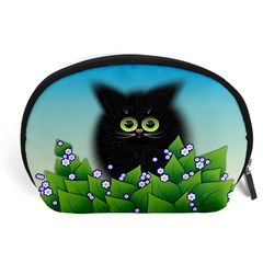 Kitten Black Furry Illustration Accessory Pouch (large) by Sapixe