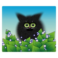 Kitten Black Furry Illustration Double Sided Flano Blanket (small)  by Sapixe