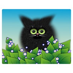 Kitten Black Furry Illustration Double Sided Flano Blanket (medium)  by Sapixe