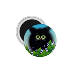 Kitten Black Furry Illustration 1 75  Magnets by Sapixe