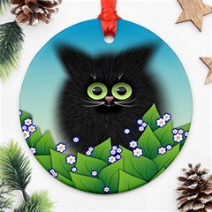 Kitten Black Furry Illustration Ornament (round) by Sapixe