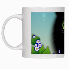 Kitten Black Furry Illustration White Mugs by Sapixe