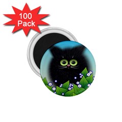 Kitten Black Furry Illustration 1 75  Magnets (100 Pack)  by Sapixe