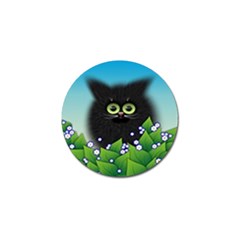 Kitten Black Furry Illustration Golf Ball Marker by Sapixe