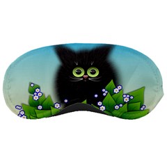 Kitten Black Furry Illustration Sleeping Mask by Sapixe