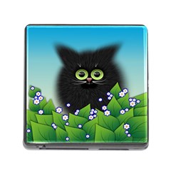 Kitten Black Furry Illustration Memory Card Reader (square 5 Slot) by Sapixe