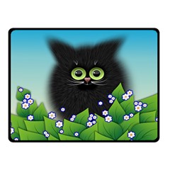 Kitten Black Furry Illustration Fleece Blanket (small) by Sapixe