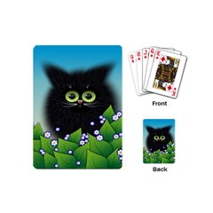 Kitten Black Furry Illustration Playing Cards (mini) by Sapixe