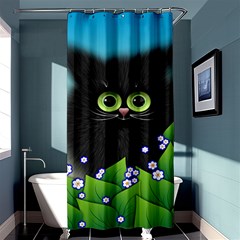 Kitten Black Furry Illustration Shower Curtain 36  X 72  (stall)  by Sapixe