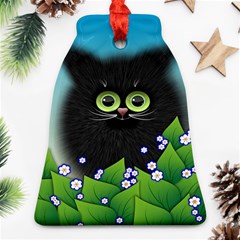 Kitten Black Furry Illustration Bell Ornament (two Sides) by Sapixe